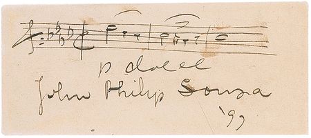 Lot #778 John Philip Sousa: Sousa musical quote on his personal visiting card - Image 1