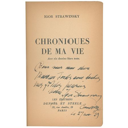 Lot #782 Igor Stravinsky: Stravinsky signs his life?s story during his famous Norton Lectures at Harvard - Image 1