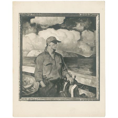 Lot #687 N. C. Wyeth: Wyeth signs and identifies the nautical subject in one of his works - Image 1