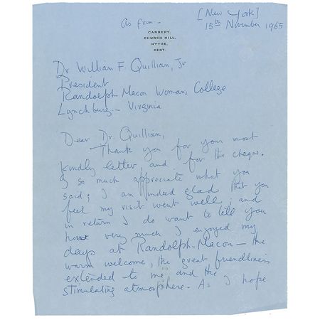 Lot #518 Elizabeth Bowen Handwritten Letter Signed - Image 1