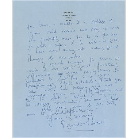 Lot #518 Elizabeth Bowen Handwritten Letter Signed - Image 2