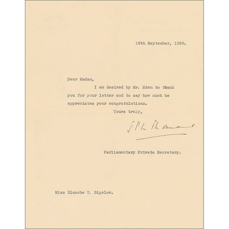 Lot #242 Anthony Eden Typed Letter Signed - Image 2