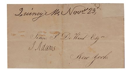 Lot #1 John Adams: Adams free frank to a family