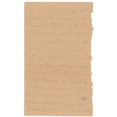 Lot #539 Samuel L. Clemens: Adding a majestic mountaintop sketch, Clemens writes of his travels that would help shape A Tramp Abroad - Image 1