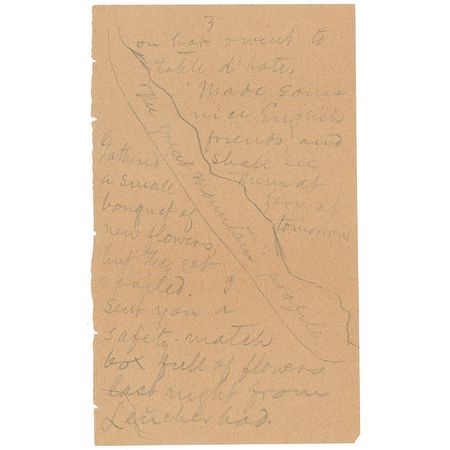 Lot #539 Samuel L. Clemens: Adding a majestic mountaintop sketch, Clemens writes of his travels that would help shape A Tramp Abroad - Image 3