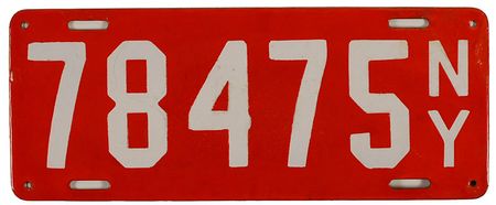 Lot #1805 NY 1912 License Plate: 1912 NY license
