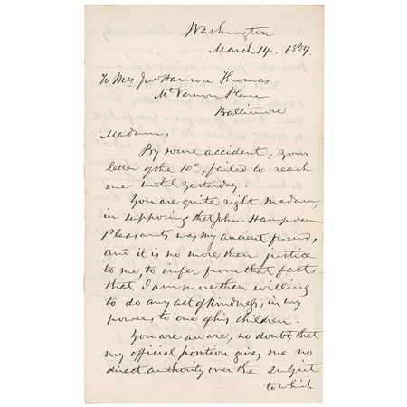 Lot #172 Edward Bates: In a rare war-dated letter, Lincoln?s attorney general offers his assistance to the daughter of a Richmond journalist - Image 1