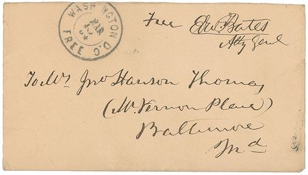Lot #172 Edward Bates: In a rare war-dated letter, Lincoln?s attorney general offers his assistance to the daughter of a Richmond journalist - Image 3