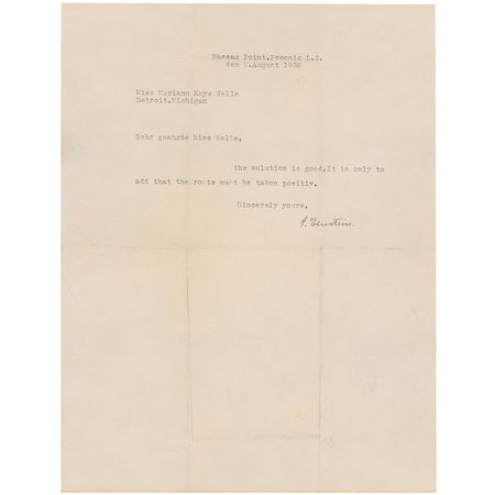Lot #246 Albert Einstein: The brilliant physicist takes a moment away to share his expertise: ?the solution is good. It is only to add that the roots must be taken positiv [sic]? - Image 1