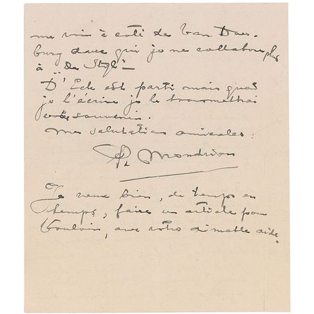 Lot #617 Piet Mondrian: Mondrian critiques his article in Vouloir: ?Abstraction is not Abstract Art? - Image 2