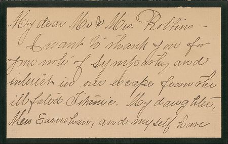 Lot #1674 Titanic Survivor: Potter, Lily A.: A