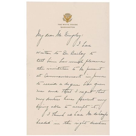 Lot #33 Grace Coolidge Handwritten Letter Signed