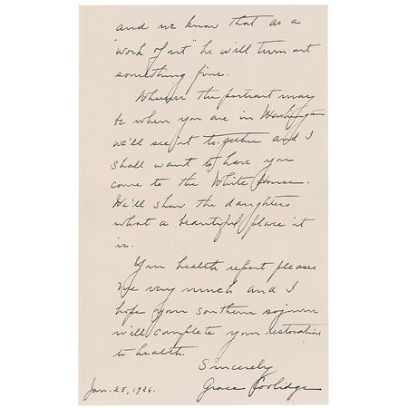 Lot #33 Grace Coolidge Handwritten Letter Signed - Image 2