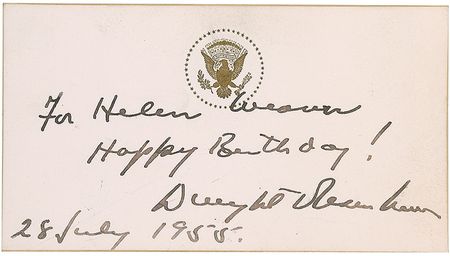 Lot #34 Dwight D. Eisenhower Signed Note