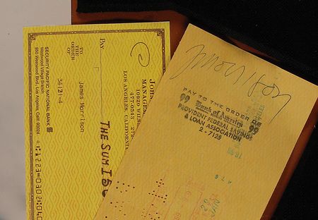 Lot #880 The Doors: Jim Morrison: Morrison cashes a check just days after the Doors play to a sold out crowd at Madison Square Garden - Image 2