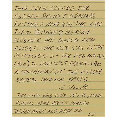 Lot #208 Command Module Safety Lock - Image 4