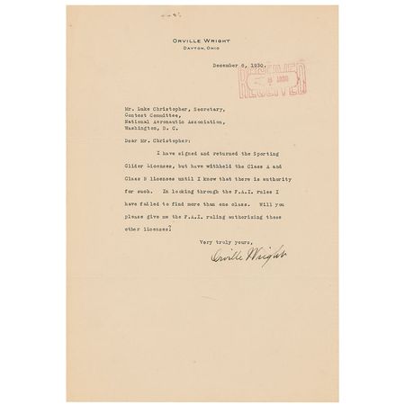 Lot #7 Orville Wright