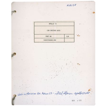 Lot #395  Apollo 13 CSM Systems Data Training Manual - Image 1
