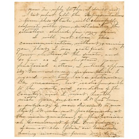 Lot #267 Sam Houston: Pro-Union Sam Houston petitions a Confederate senator to promote his son (a “good looking boy!”) in the Rebel army - Image 3