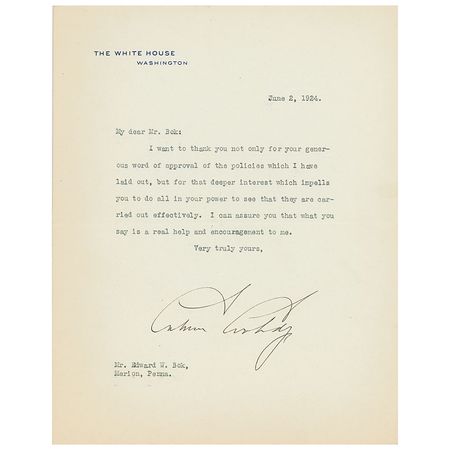 Lot #29 Calvin Coolidge: On a busy day at the
