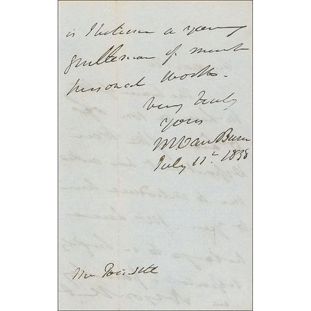 Lot #144 Martin Van Buren: Letter of introduction for the son of a doctor in the War Department - Image 2