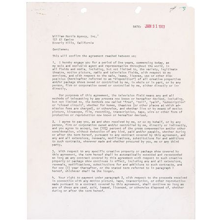 Lot #879 Sam Cooke: Scarce representation agreement for the soul legend - Image 1