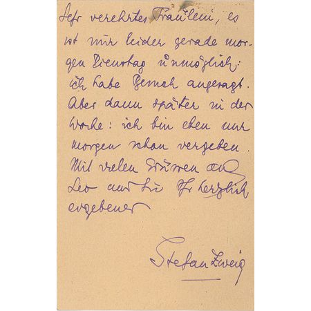 Lot #722 Stefan Zweig Handwritten Letter Signed - Image 2