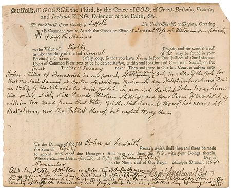 Lot #3 John Adams Signed Document