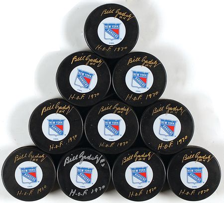Lot #1641 Bill Gadsby Hockey Pucks - Image 1