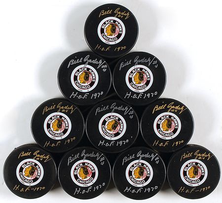 Lot #1641 Bill Gadsby Hockey Pucks - Image 2