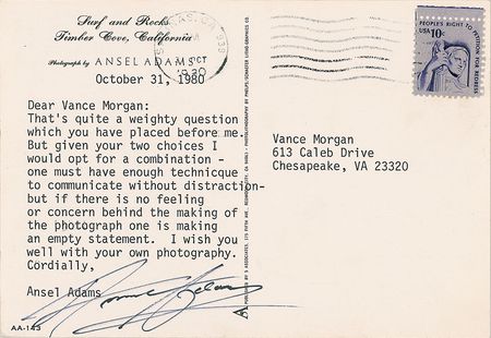 Lot #567 Ansel Adams: ?If there is no feeling or concern behind the making of the photograph one is making an empty statement? - Image 1
