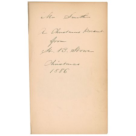 Lot #695 Harriet Beecher Stowe: Stowe presents a book of her poetry as an 1886 Christmas gift - Image 1