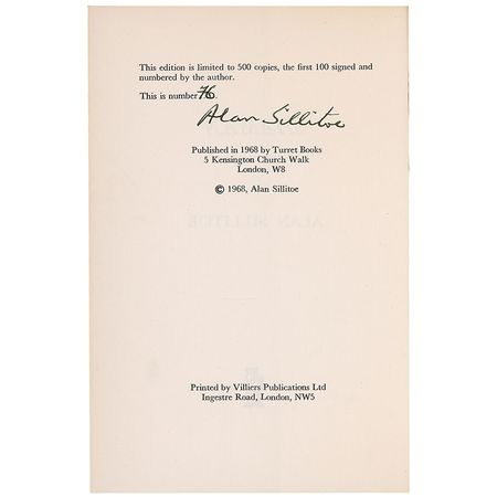 Lot #687 Alan Sillitoe Book - Image 1