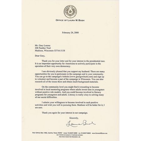 Lot #17 Laura Bush: “It is an important