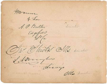 Lot #226 Stephen A. Douglas and Hannibal Hamlin Signatures - Image 1