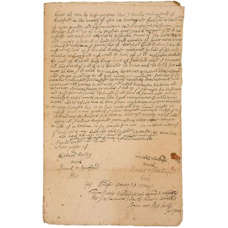 Lot #362 Stephen Sewall: Twice-signed land deed from the Salem Witch Trial clerk - Image 1