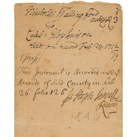 Lot #362 Stephen Sewall: Twice-signed land deed from the Salem Witch Trial clerk - Image 2