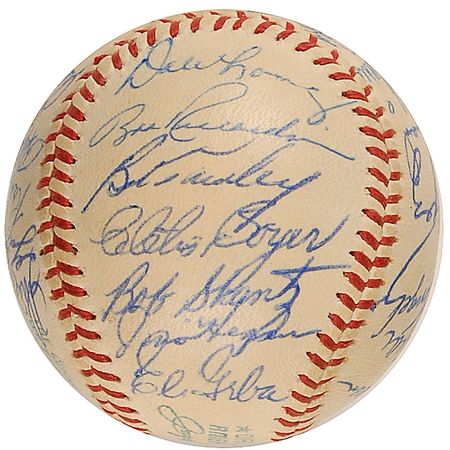 Lot #1742 NY Yankees: 1960 Yankees team ball including Mantle, Stengel, Berra, and MVP Maris - Image 4