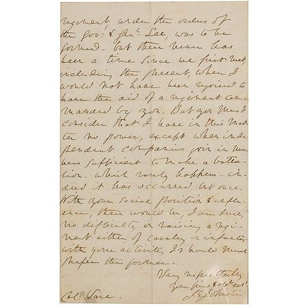 Lot #429 Joseph E. Johnston: “I did not exercise authority in the organization of the Va. troops, being an officer in the C.S.A. and the State troops being under State Authority” - Image 2