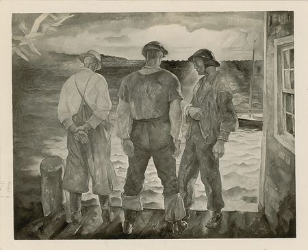 Lot #718 N. C. Wyeth: Wyeth signs and notates Three Fishermen - Image 1