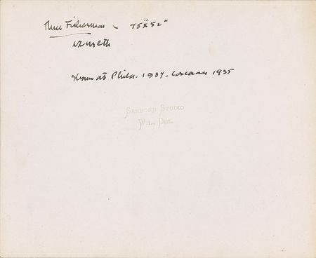 Lot #718 N. C. Wyeth: Wyeth signs and notates Three Fishermen - Image 2