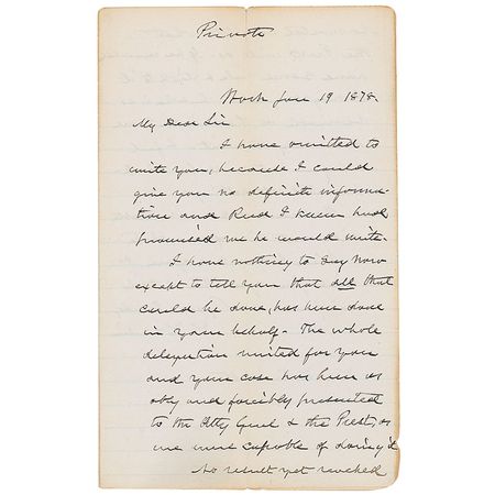 Lot #262 Hannibal Hamlin: Hamlin writes to the future prosecutor of Lizzie Borden - Image 1