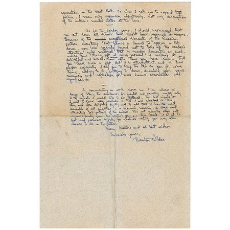 Lot #714 Thornton Wilder: Wilder critiques the memoirs of an exiled Russian princess persecuted during the revolution - Image 2