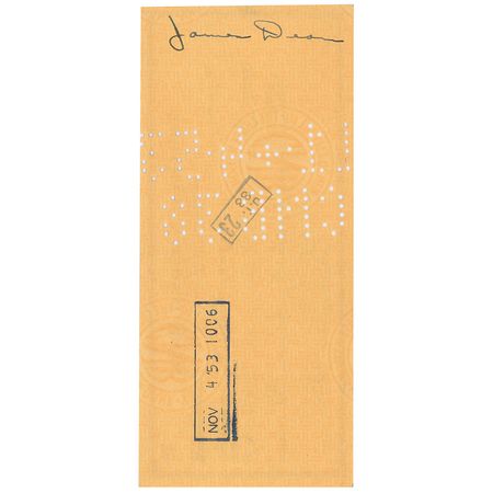 Lot #1243 James Dean: Remarkable 1953 triple-signed James Dean check cut during his busy television schedule - Image 2