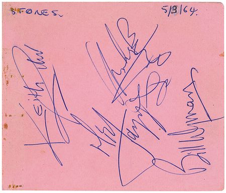 Lot #1081 Rolling Stones: Original Stones signatures obtained at a March 1964 show - Image 1