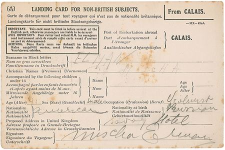 Lot #1132 Violinists: Ysaye and Elman Embarkation Cards - Image 3