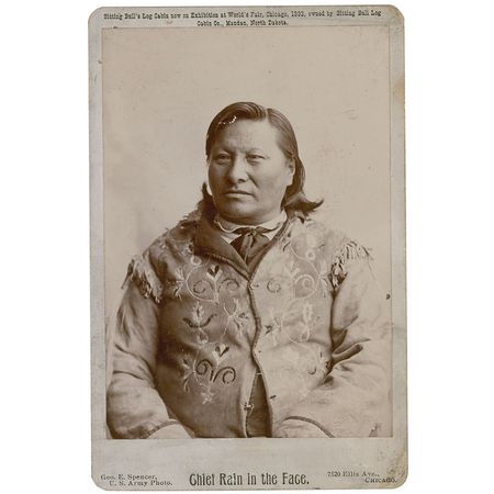 Lot #346 Rain in the Face: An extraordinarily rare signed cabinet photograph of the Hunkpapa Lakota chief, Rain in the Face - Image 1