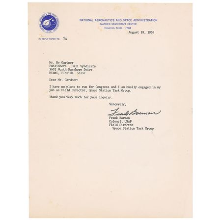Lot #369 Apollo 08 Typed Letters Signed - Image 3