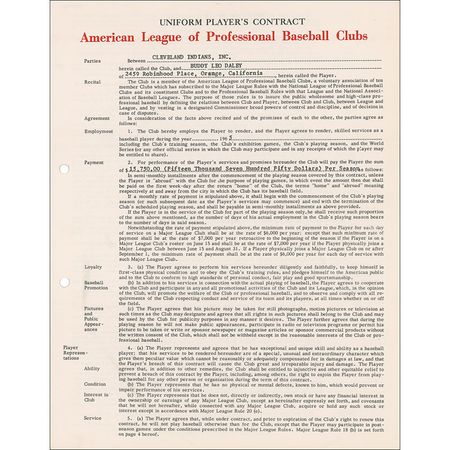 Lot #1464 NY Yankees: Bud Daley Signed Document - Image 1