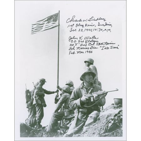 Lot #325 Iwo Jima: Lindberg and Wells Photograph and Testimonial - Image 1